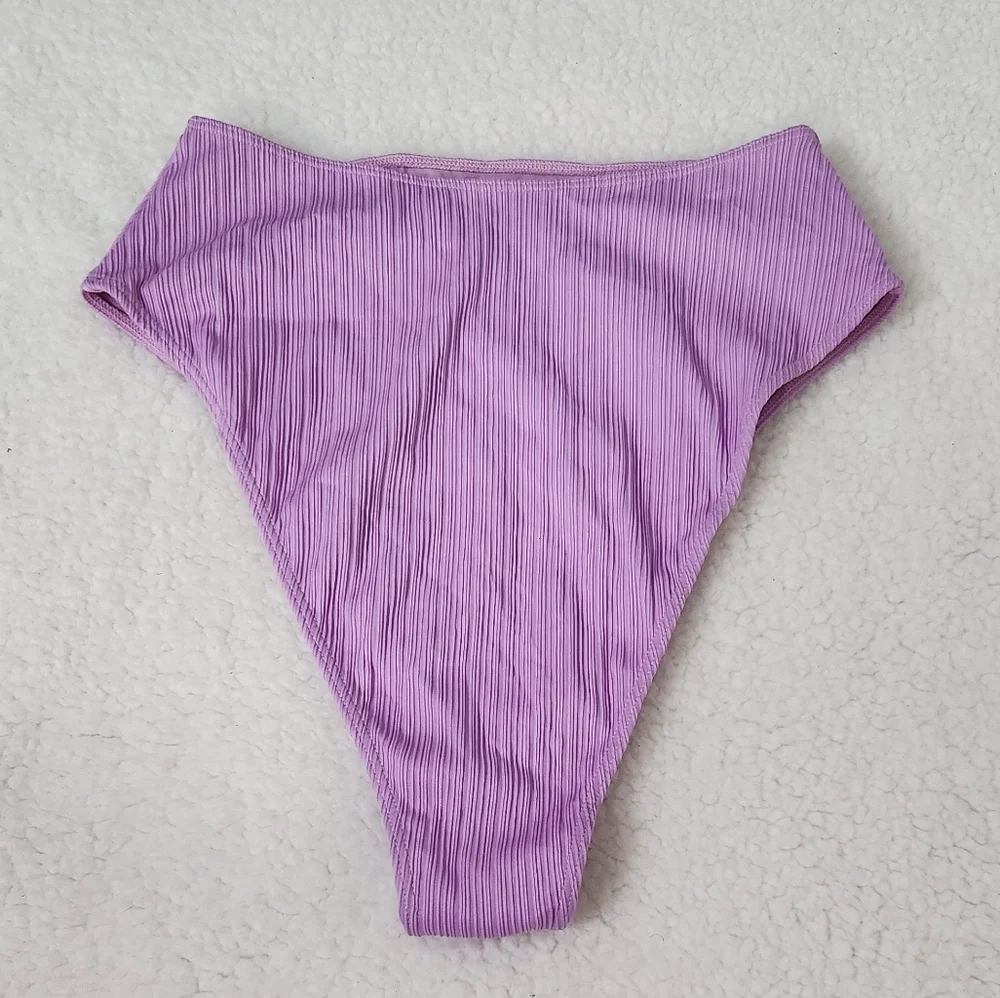 New!Frankie's‎ Bikinis Anne Plisse Full Coverage High waisted Bikini Bottom